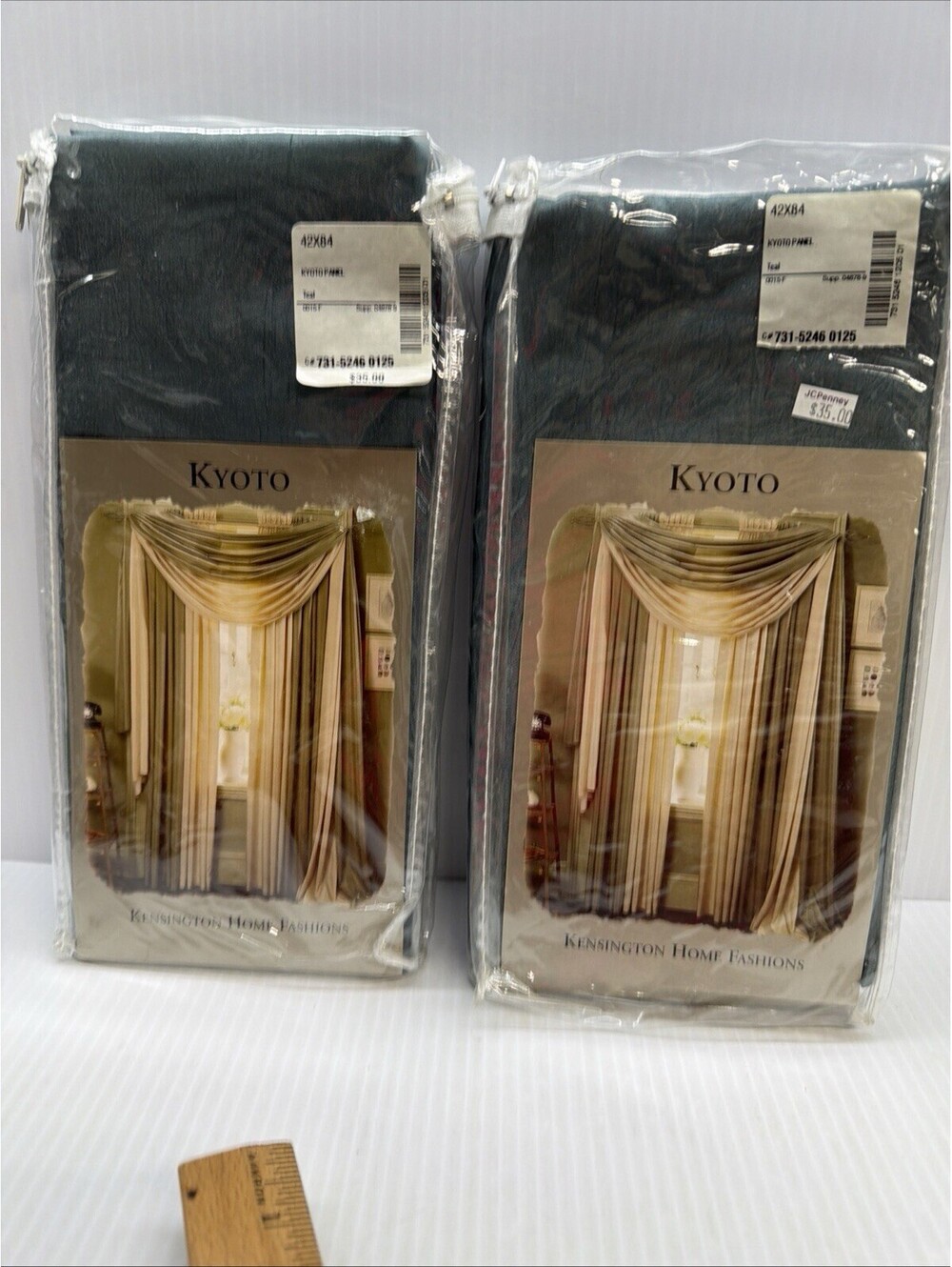 New Kyoto Scarf Valance 42" by 84" Polyester Kensington Home Teal x2